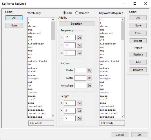 Word selection